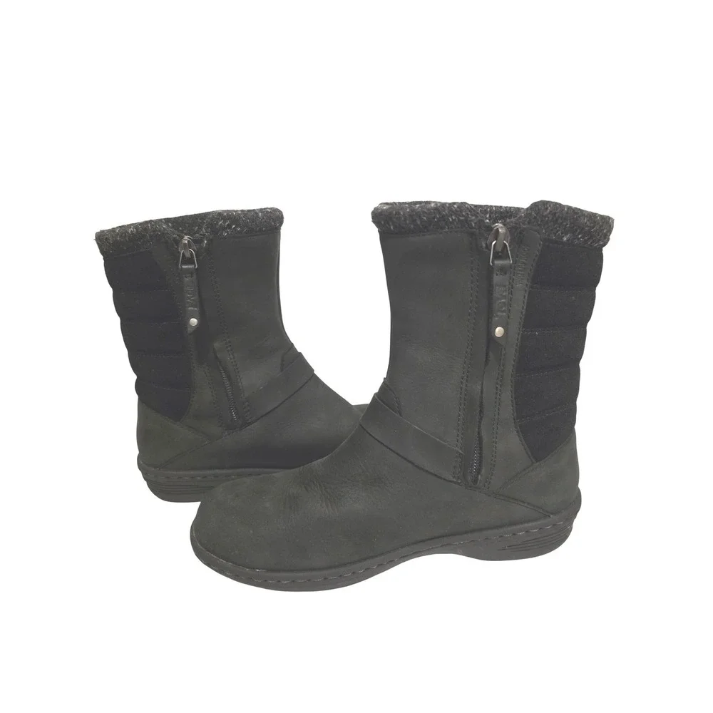 Teva Foxy Mid‎ Waterproof Boots Black Leather Quilted Knit Women Size 5 1012439